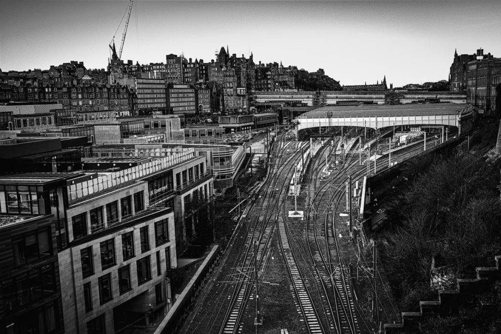Top of Jacob's ladder over looking Waverley Station and Edinburgh, January 2023